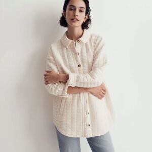 Madewell Quilted Shirt-Jacket in Antique Cream Medium
